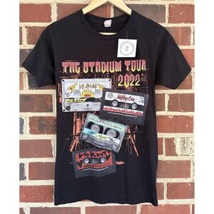The Stadium Tour 2022 Shirt Mens Small Black Graphic Tee Def Leppard Rock Band